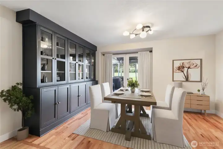 Elegant formal dining room with stunning built-in hutch