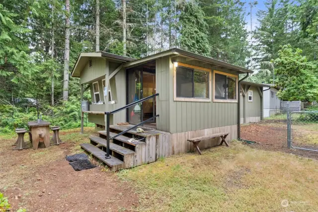 Sweet little 1950s manufactured home turned cabin.