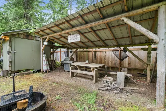 There's extra firewood behind the shed and a light to help you find it in the dark.