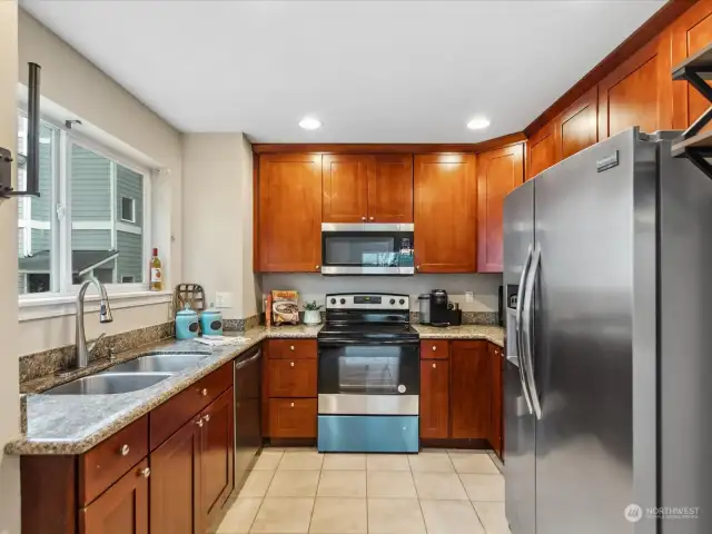 Kitchen with SS appliances & Granite Countertops