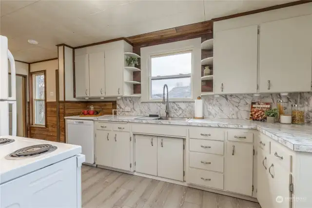 Generous kitchen has great storage options