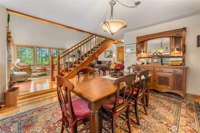 Dining room off kitchen .