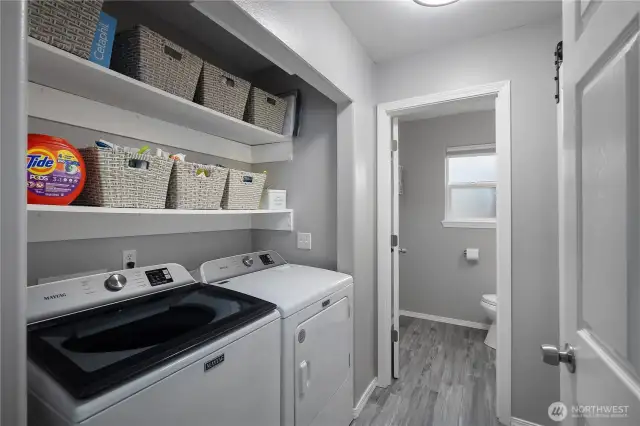 Lots of shelves in the Laundry.