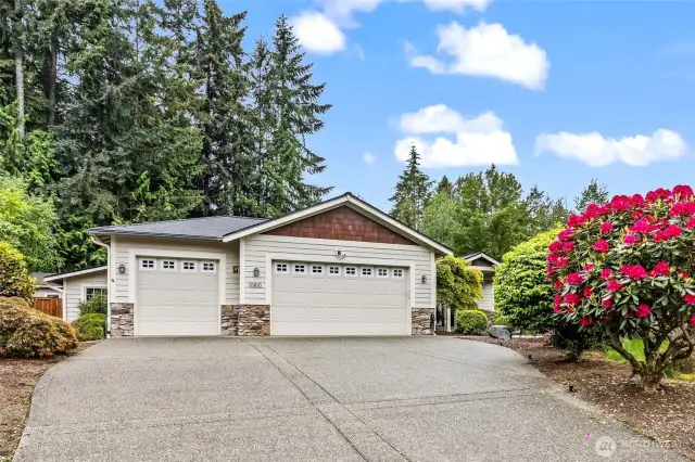 Welcome to this respectable rambler situated in Henderson Bay Estates in Gig Harbor. This home is market ready with freshly cleaned carpets, a new roof in 2022, and a detached bonus space/office with heat and insulation. Like to tinker? Have some outdoor toys? The three-plus car garage has an added space with additional storage, a 220-volt outlet, and a workbench.
