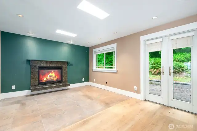 Gas fireplace here.