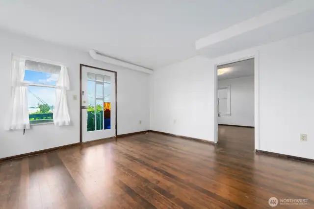 Entrance and living room for the apartment. Views from this level too!