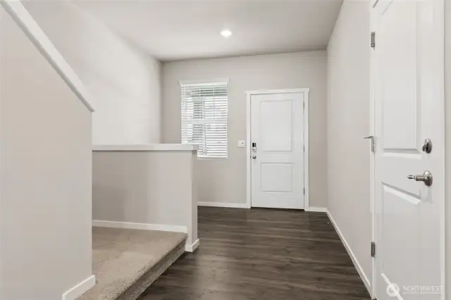 Garage entry door close to front door for easy access as well