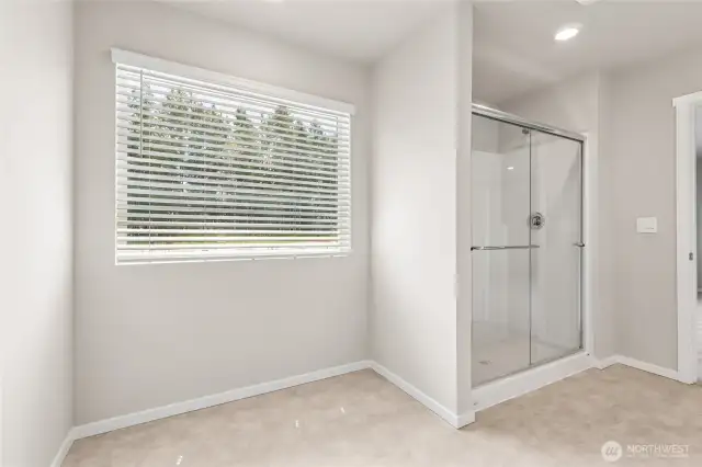blinds for example only - shower only. Open space will remain.