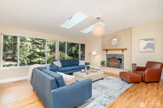 Large windows let the sun shine in and offer peaceful views.