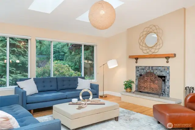 Cozy fireplace.
