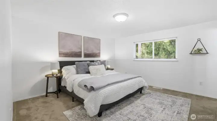 Wake up to a peaceful treetop view and end your day in cozy comfort.