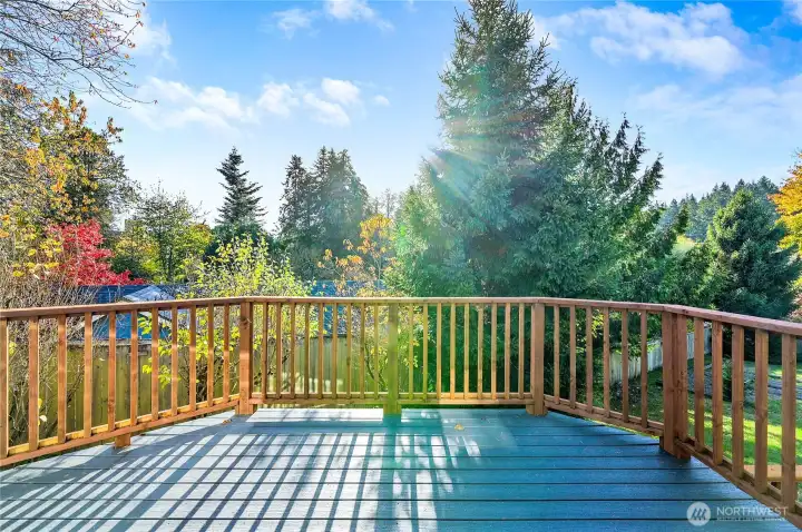 This lovely deck overlooks the back yard and is spacious enough for your patio table and barbecue.