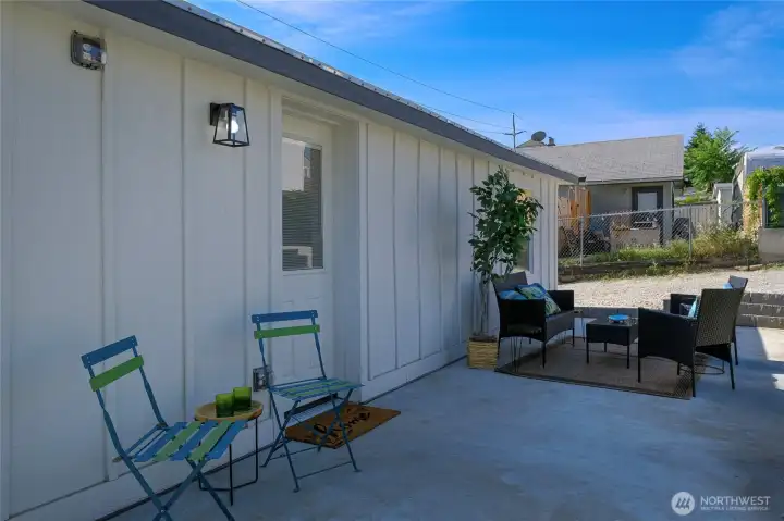 Back patio outdoor living space Back patio outdoor living space