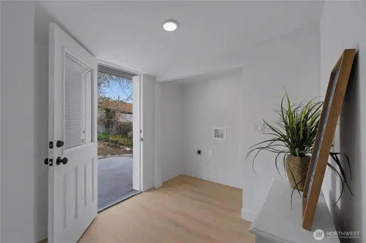 Laundry room and back door to patio