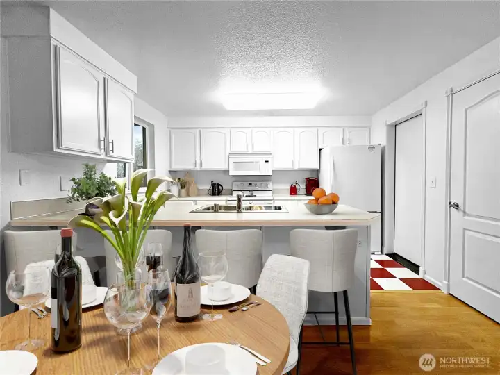 Dining room and kitchen