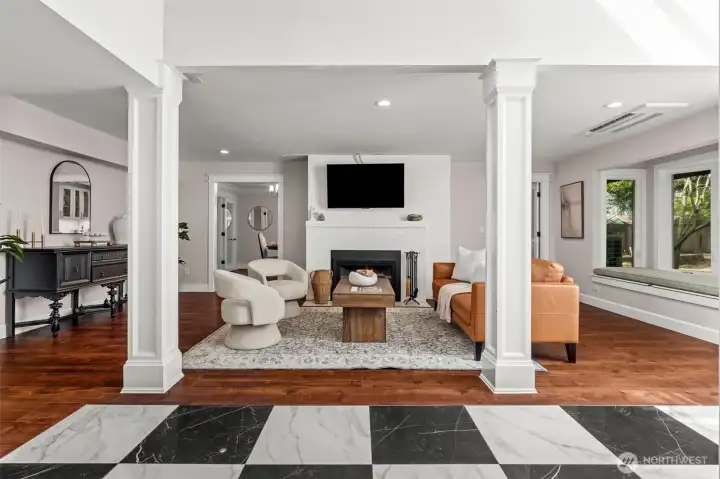 Sitting room with gas fireplace
