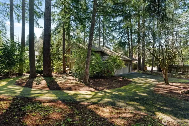 Driveway wraps around the property