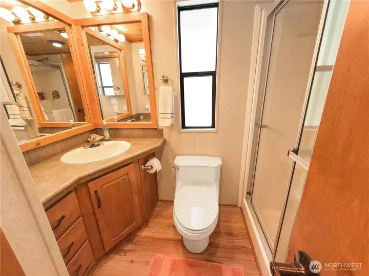 bath with walk in shower
