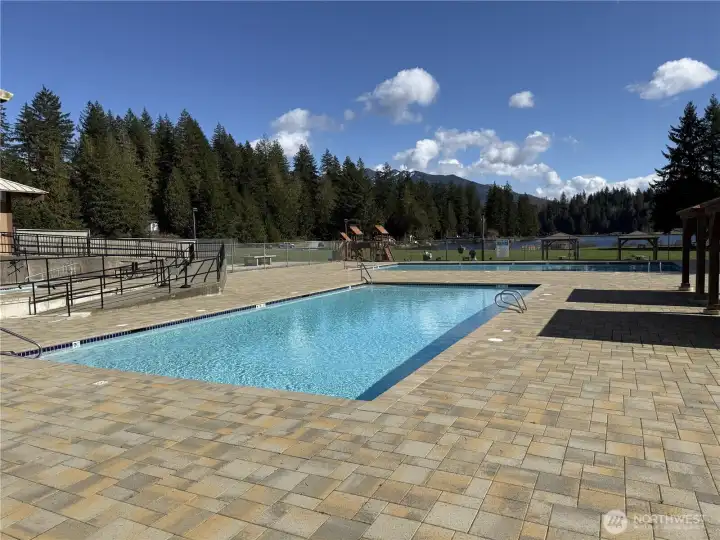 pool with brand new showers