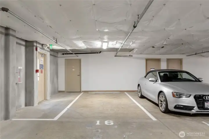 One of two secure parking spaces is included, along with access to nine secure guest parking stalls for visiting guests. One of two secure parking spaces is included, along with access to nine secure guest parking stalls for visiting guests.