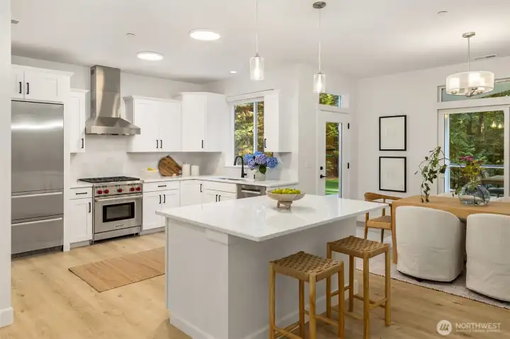 High-end appliances and a stylish tile backsplash elevate this well-designed kitchen, blending modern sophistication with everyday functionality. High-end appliances and a stylish tile backsplash elevate this well-designed kitchen, blending modern sophistication with everyday functionality.