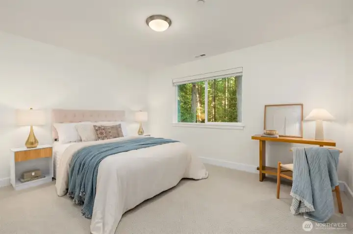There are three additional bedrooms on the upper level. There are three additional bedrooms on the upper level.