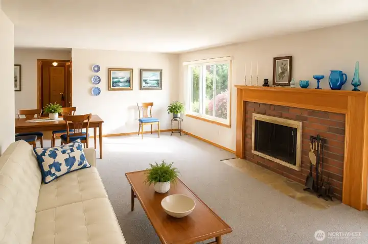 Formal dining area, newer windows with custom treatments plus brand new central air conditioning unit.