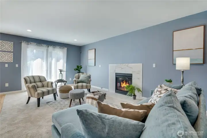 French doors open directly to the patio, making it easy to move between indoor living and outdoor entertaining.