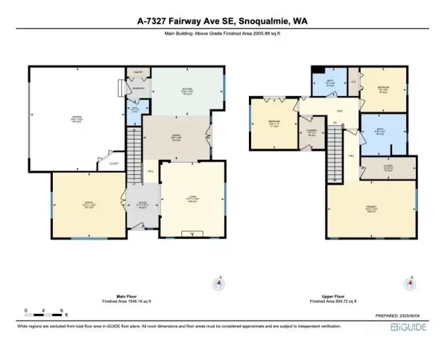 Main Floor on Left - Upper Level on Right     There's a door to the primary suite with a hall leading to bath, closet and bedroom.