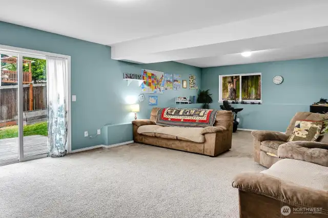 Recreational Size Family Room features Slider to the Backyard Deck!