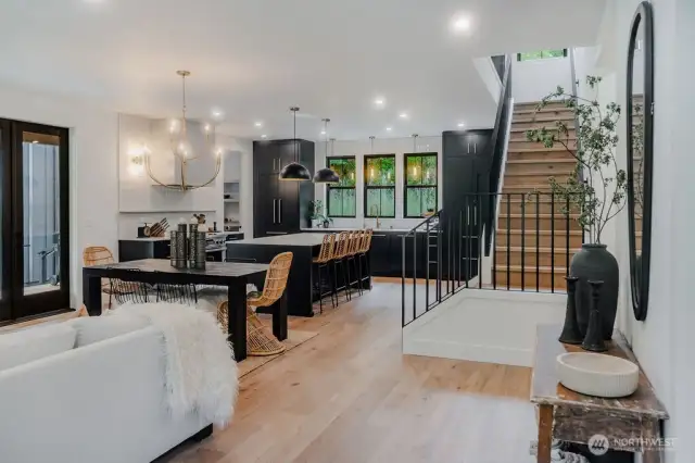 Enter into the open main living spaces
