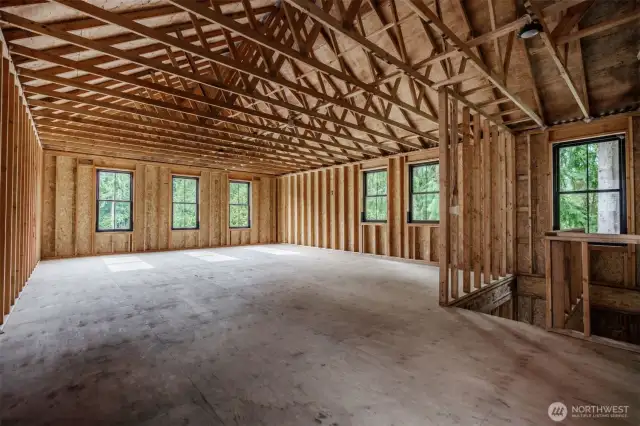 Unfinished space above the detached garage/shop