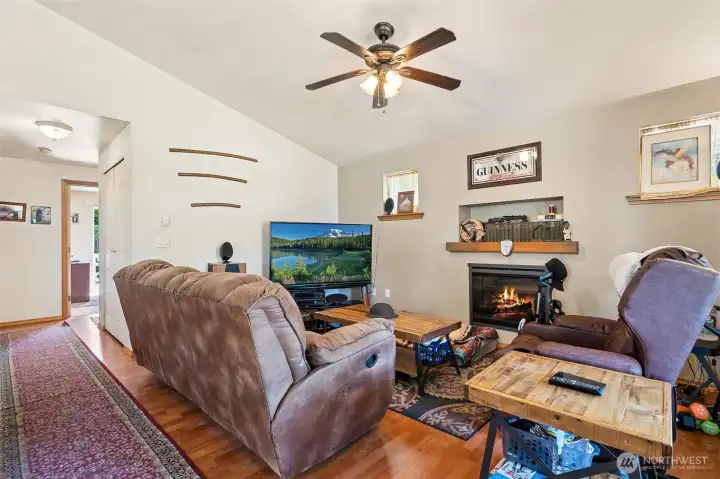 Cozy living room complete with fireplace