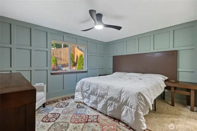 Updated Primary bedroom with walk in closet and bathroom.