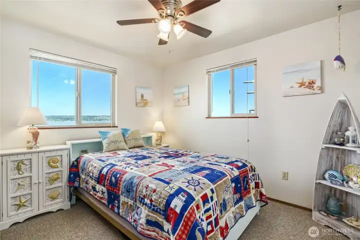 Bedroom # 2 is bright with incredible, Southerly water views.