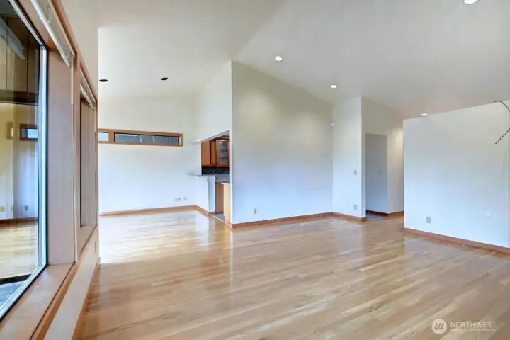 Living room view taken from fireplace wall