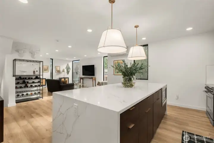 View from the kitchen into the living room