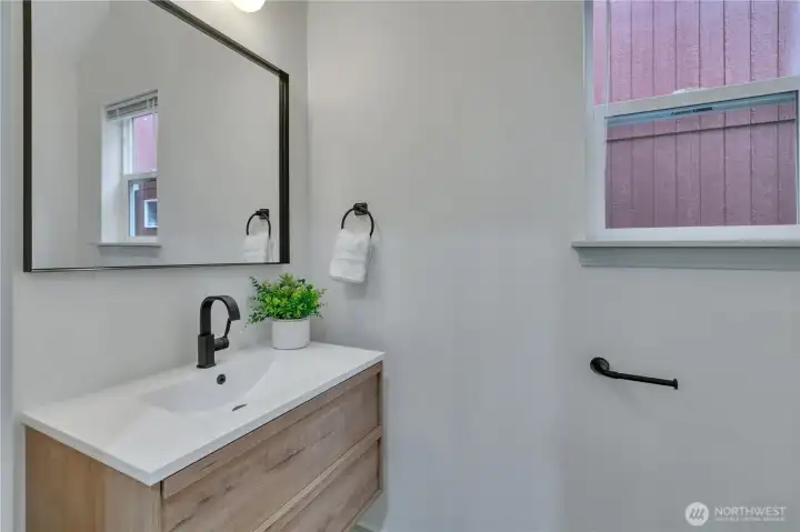 Half bathroom on main level.