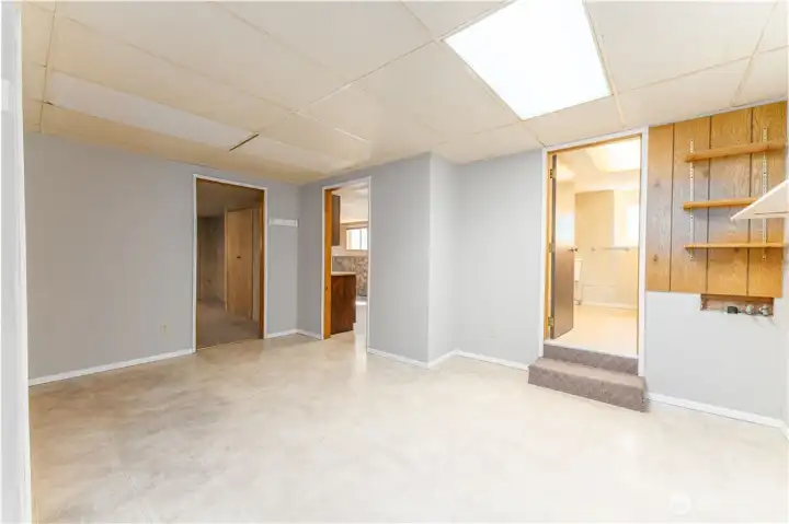 Lower level laundry room and hallway