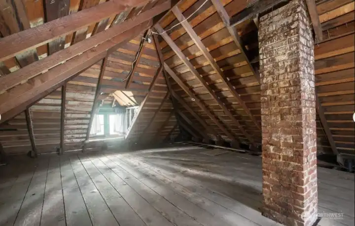 Large unfinished attic adds flexibility, storage, and exciting potential to increase finished square footage and overall home value.