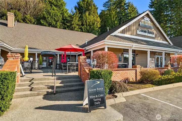 Wine tastings and sunny patios await just minutes away at Goose Ridge Estate Winery.