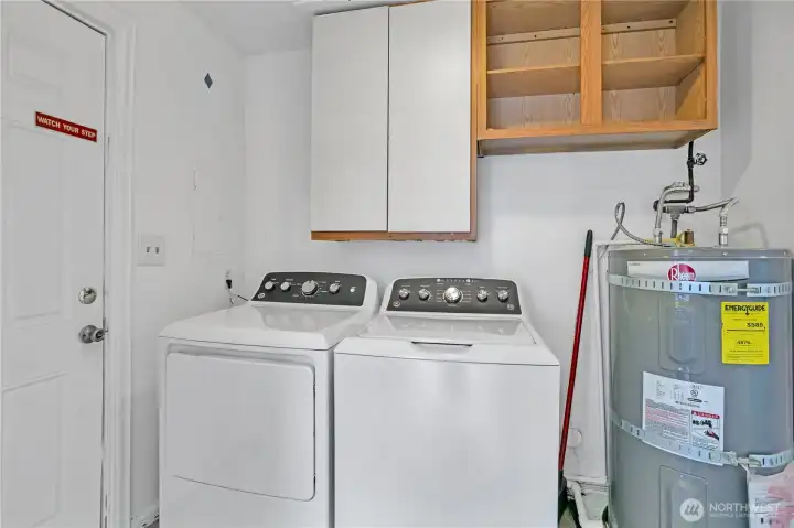 Laundry room is just off the kitchen on the main floor.