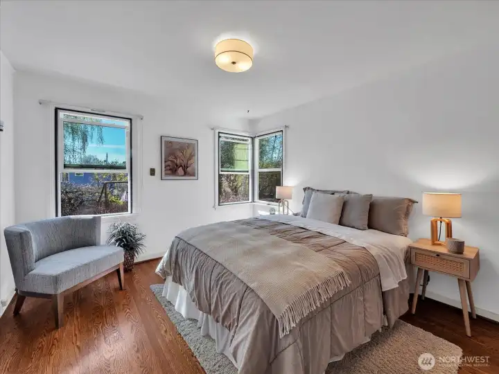 One of the two roomy bedrooms on the main floor.