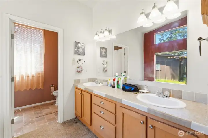 Bathroom off primary bedroom