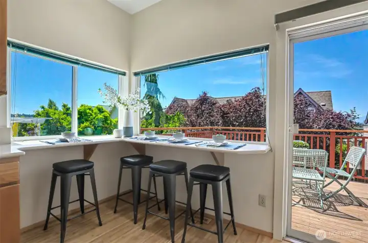Enjoy breakfast with a view from your dining nook.