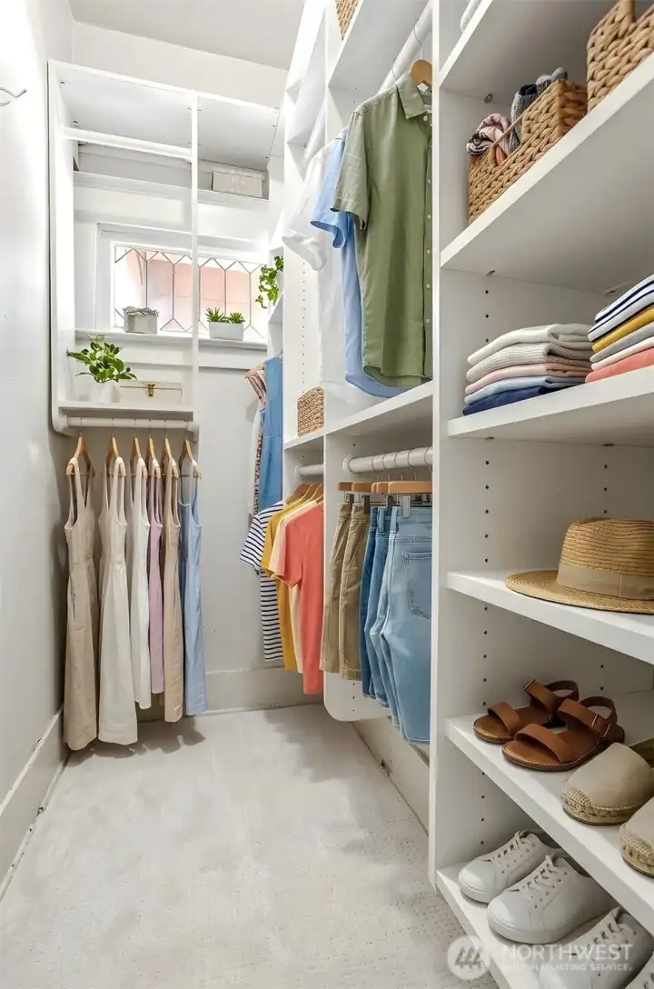 Large walk-in closet in primary bedroom gets plenty of natural light.