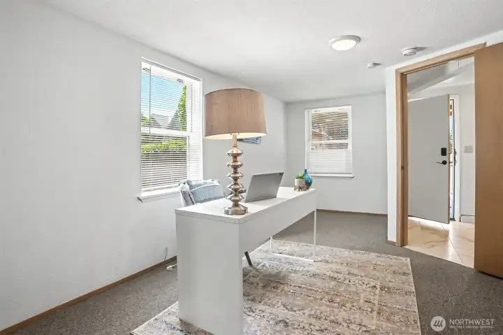Large windows let in plenty of natural light.
