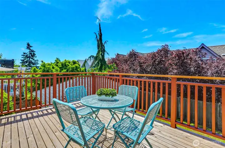 Upstairs deck was just refinished.