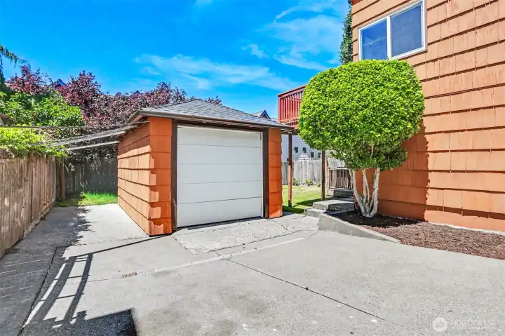 1 car garage and parking for 6 additional vehicles.