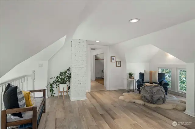 This attic space is a great retreat - cozy corners and a 3/4 bath